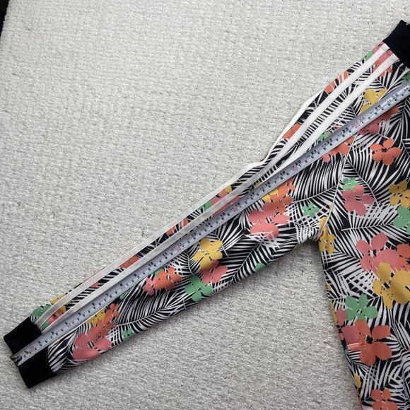 Adidas Track Jacket Girl's Sz L Tropical Floral Palm tree AOP Zip Up Running - Picture 10 of 14